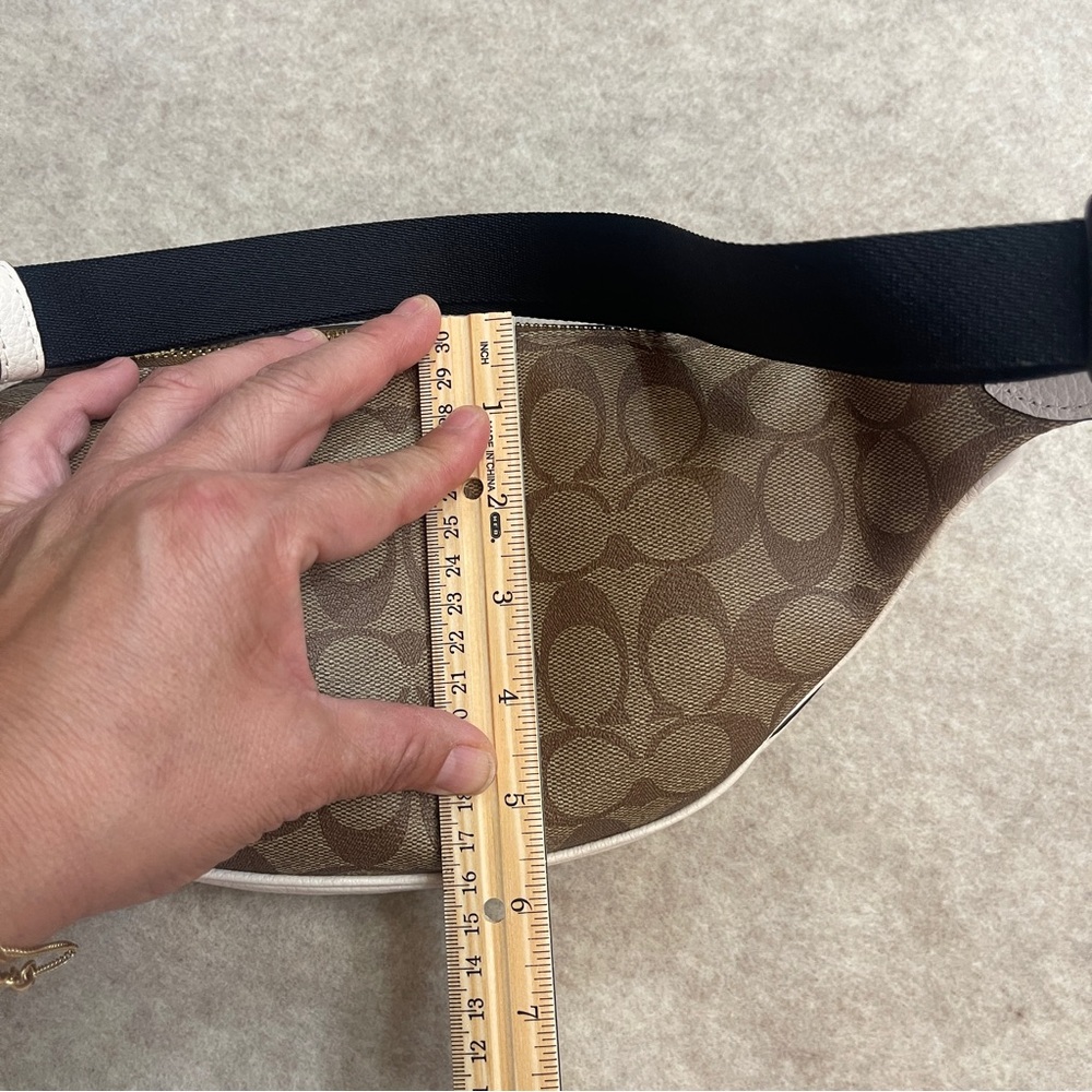 Coach Court Belt Bag in Signature Canvas Khaki and White Gold Hardware - Picture 12 of 17
